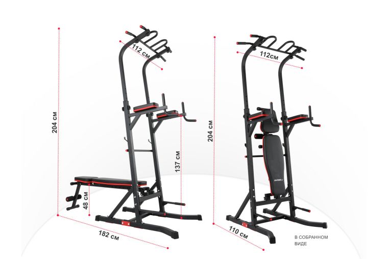 Турник-пресс-брусья со скамьей UnixFitt POWER TOWER 150P BSPT150P фото 11